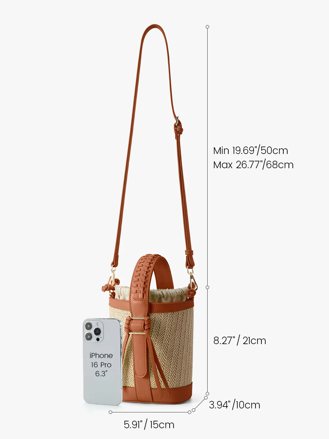Marina Raffia Straw Bucket Bag - Image 3