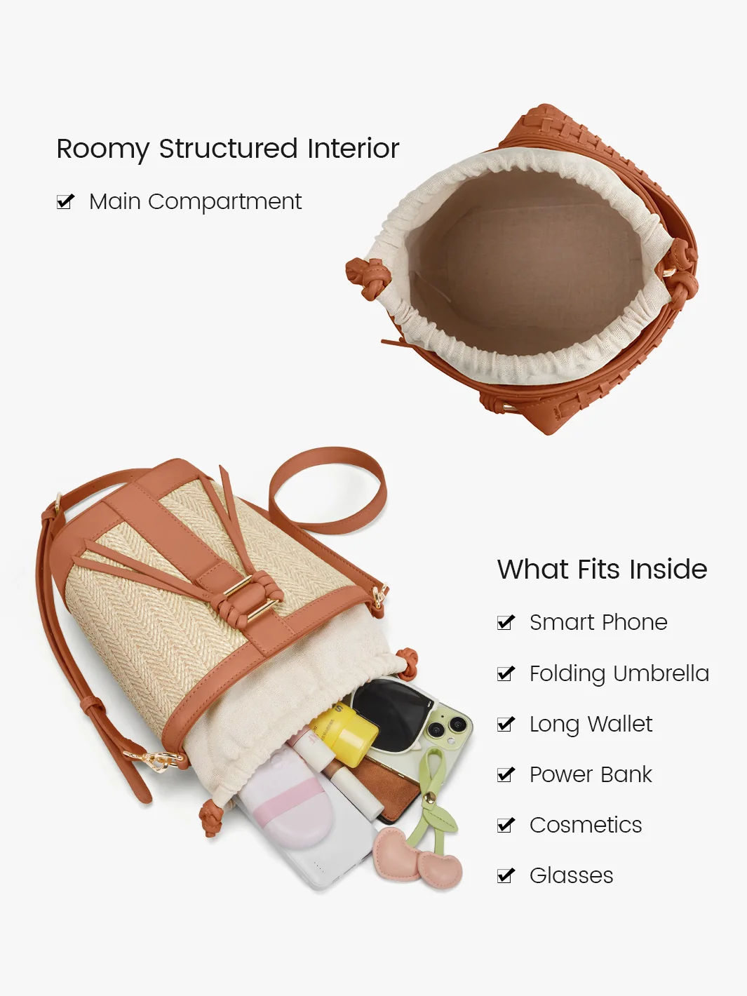 Marina Raffia Straw Bucket Bag - Image 4