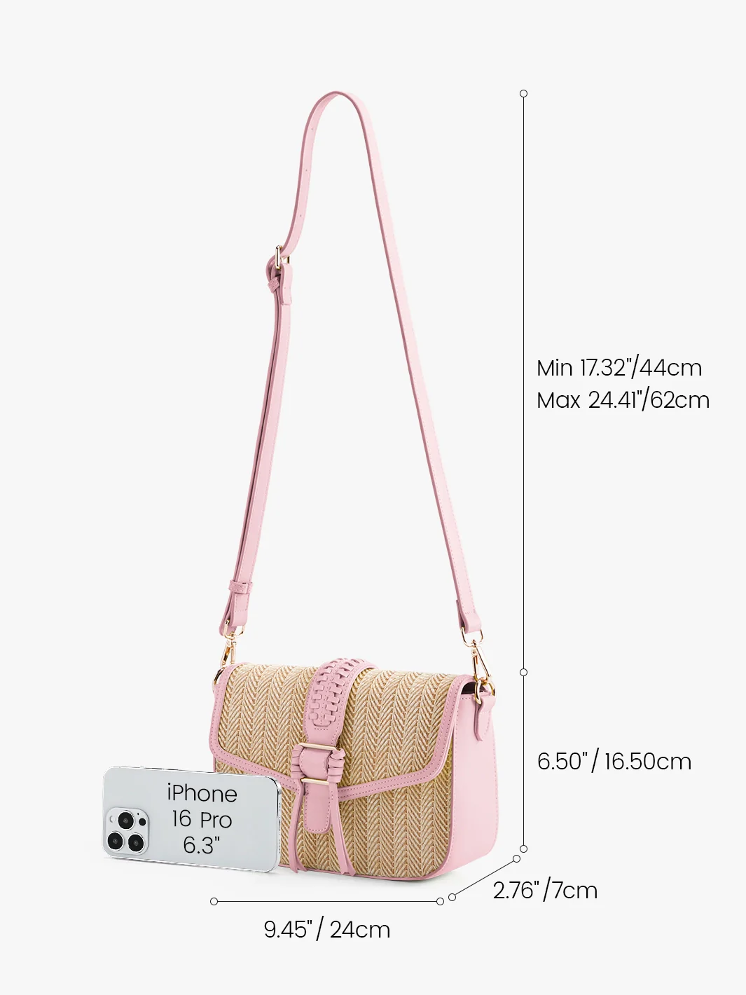 Marina Raffia Straw Crossbody Bag - Image 15
