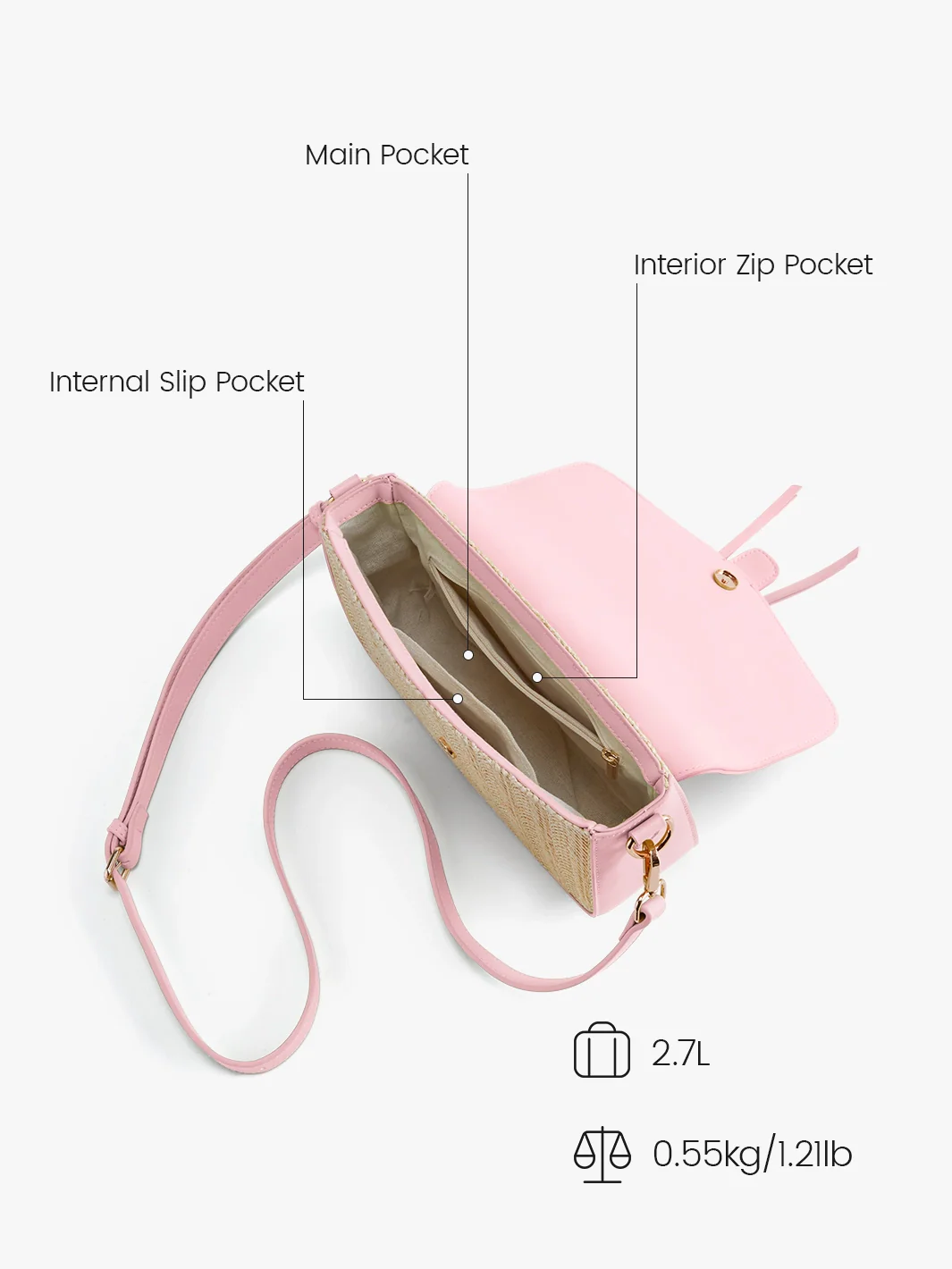 Marina Raffia Straw Crossbody Bag - Image 16