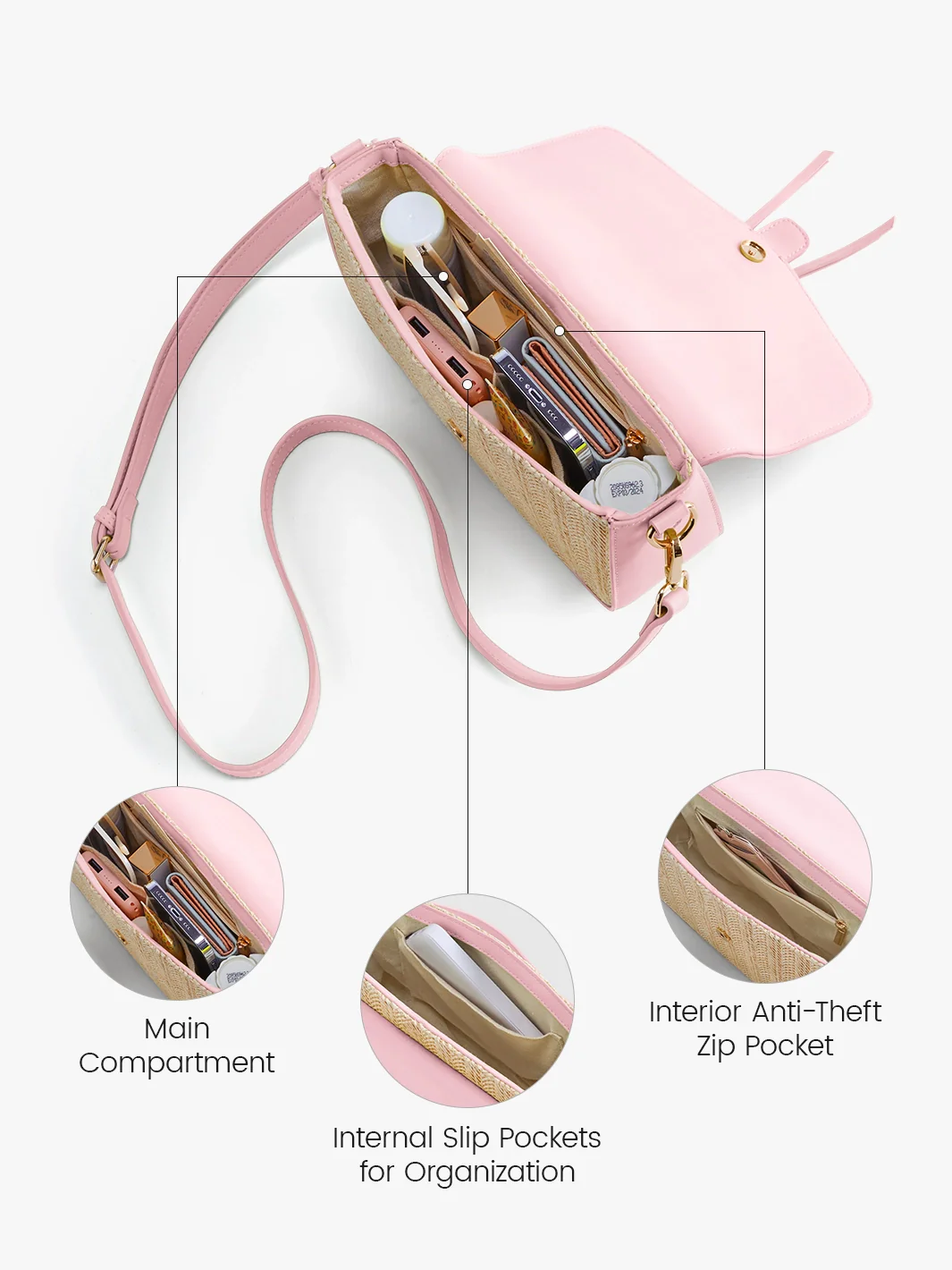 Marina Raffia Straw Crossbody Bag - Image 18