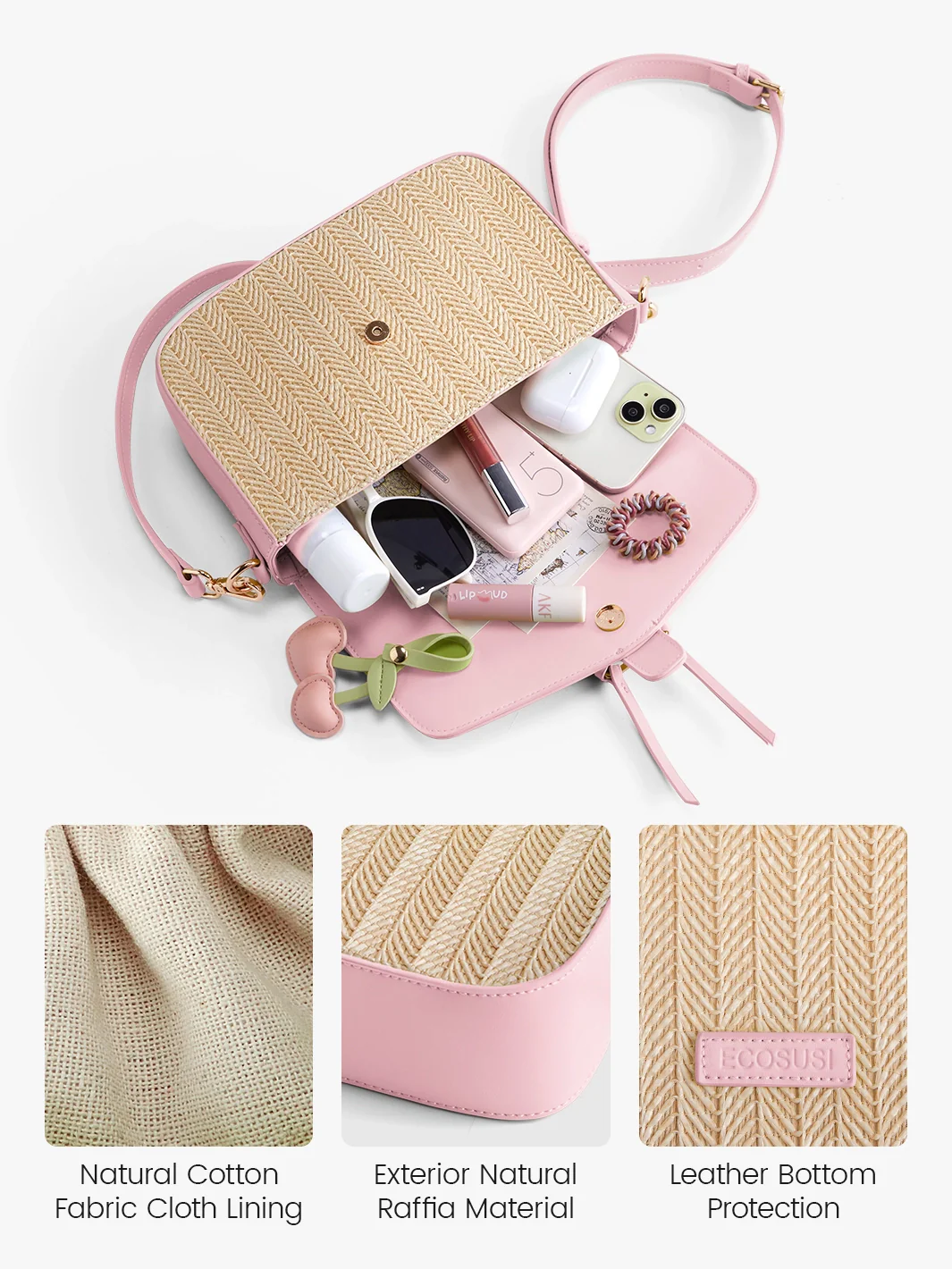Marina Raffia Straw Crossbody Bag - Image 19