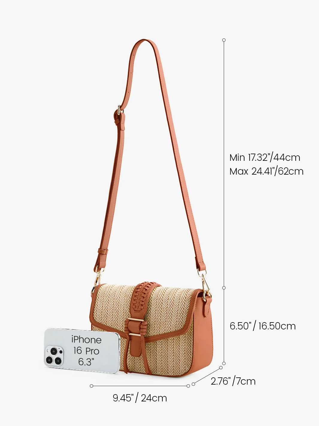 Marina Raffia Straw Crossbody Bag - Image 3