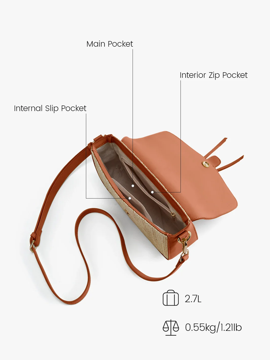 Marina Raffia Straw Crossbody Bag - Image 4