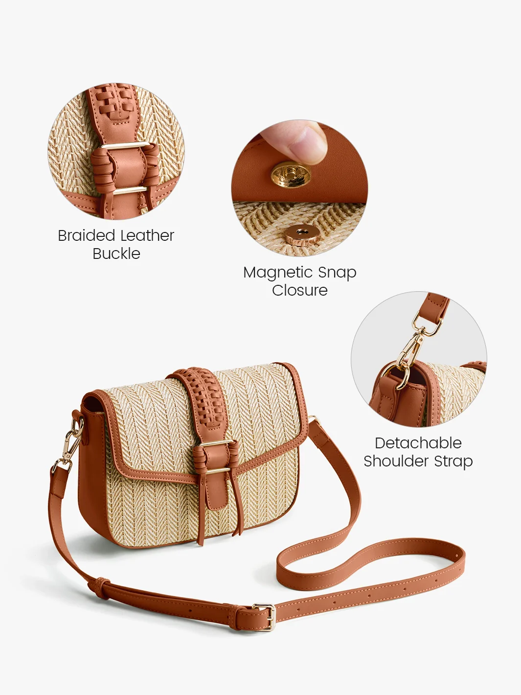 Marina Raffia Straw Crossbody Bag - Image 5