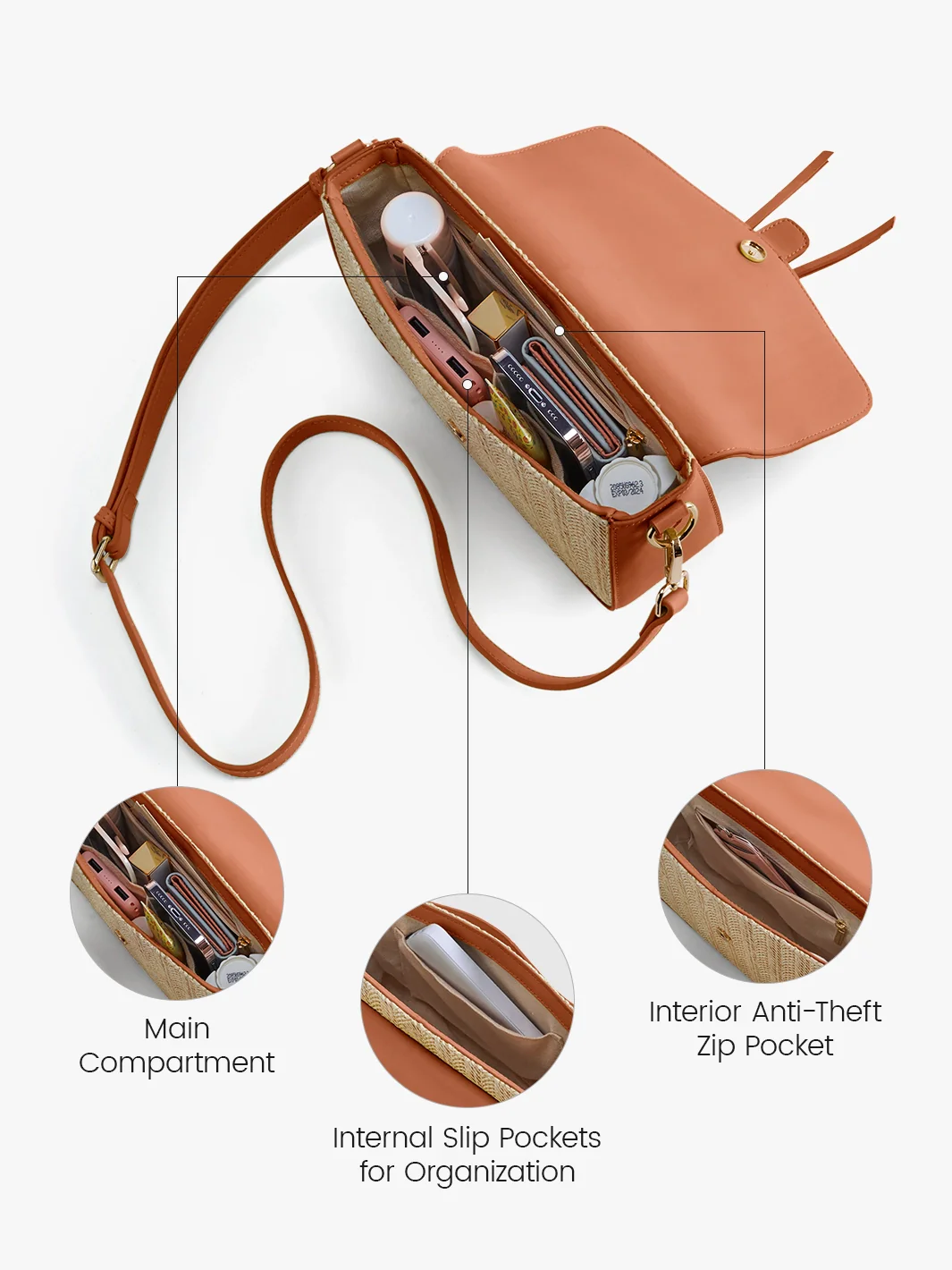 Marina Raffia Straw Crossbody Bag - Image 6