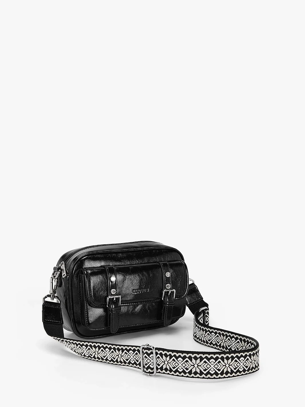 Mia Wide Strap Vegan Leather Crossbody Bag - Image 35