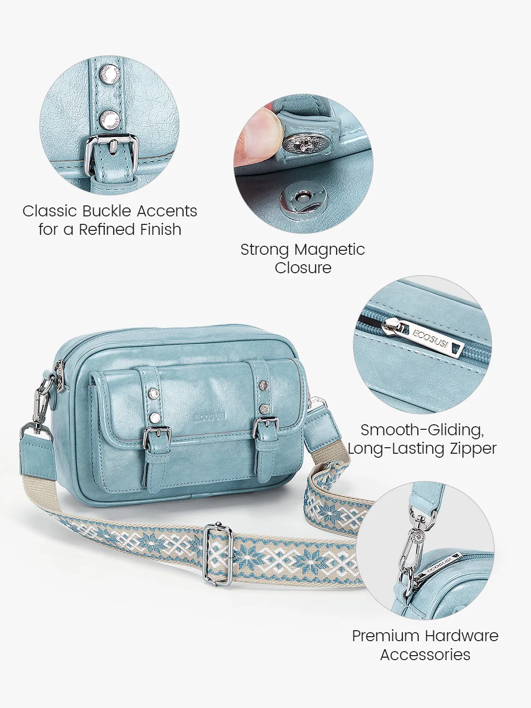 Mia Wide Strap Vegan Leather Crossbody Bag - Image 47