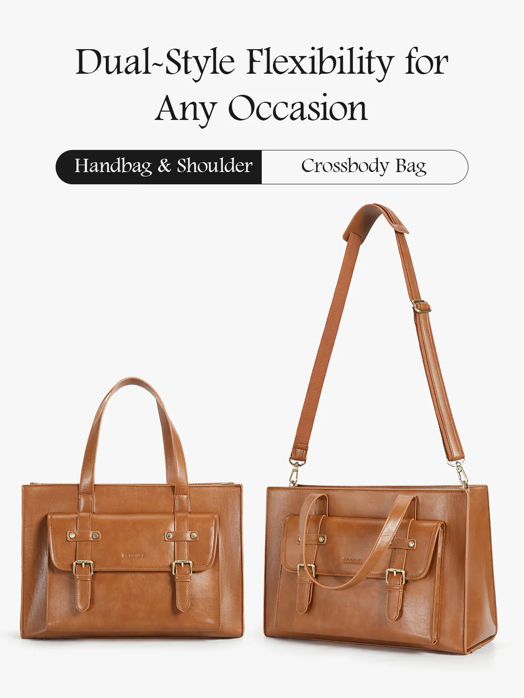 Olivia's Classic PU Leather Handbag for 13-15.6 Inch Laptop Tote - Image 15
