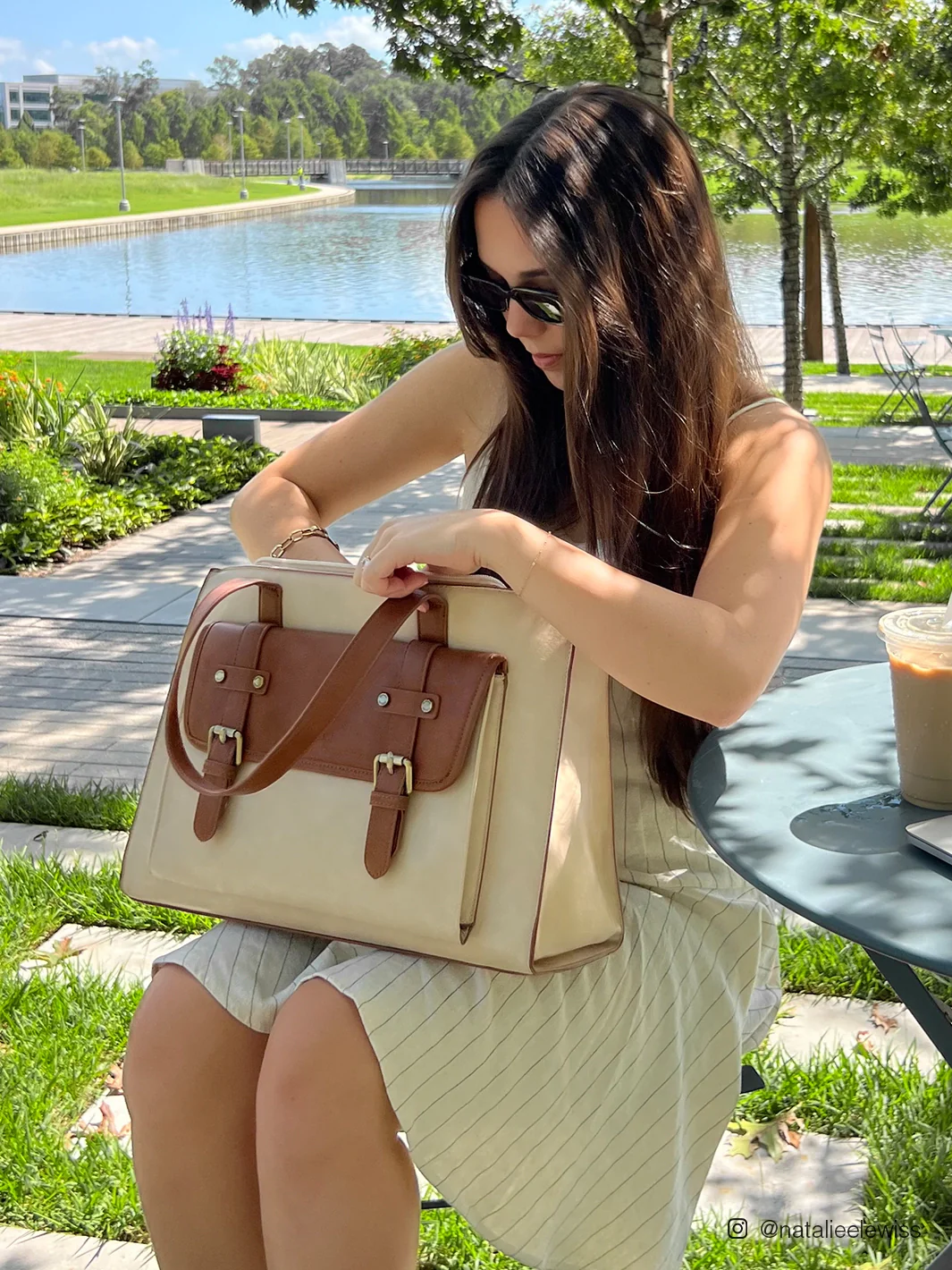 Olivia's Classic PU Leather Handbag for 13-15.6 Inch Laptop Tote - Image 24