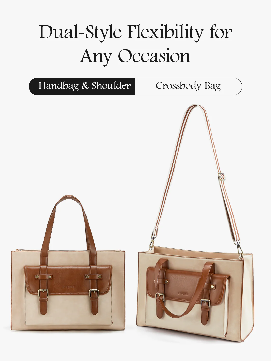 Olivia's Classic PU Leather Handbag for 13-15.6 Inch Laptop Tote - Image 26