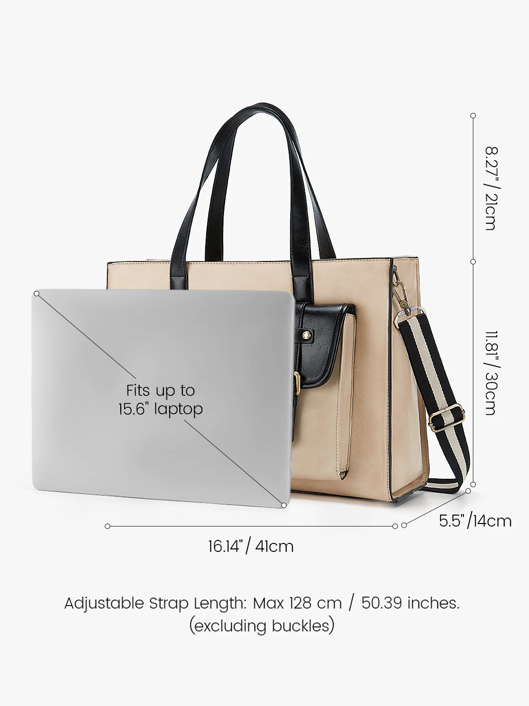Olivia's Classic PU Leather Handbag for 13-15.6 Inch Laptop Tote - Image 36