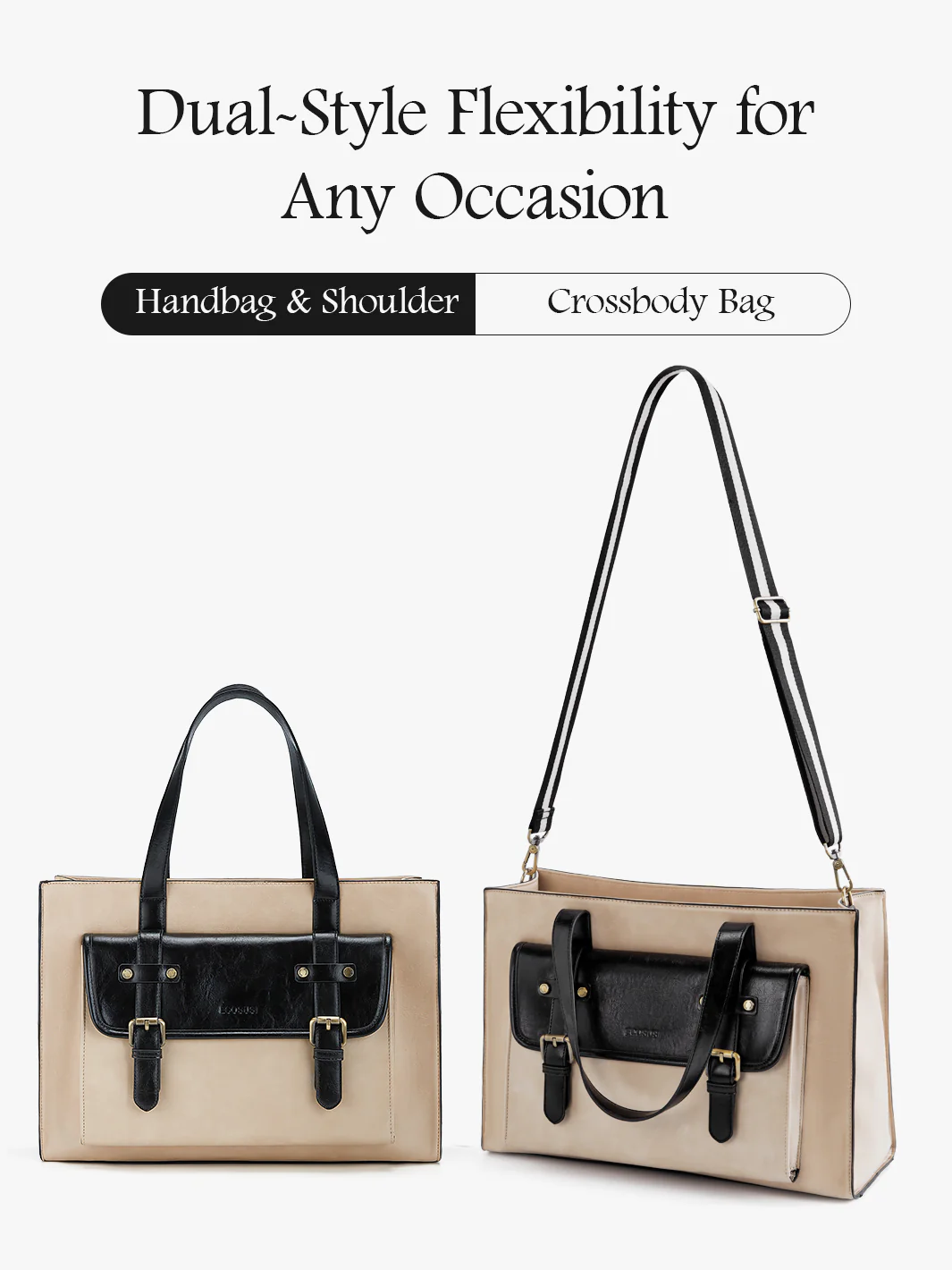 Olivia's Classic PU Leather Handbag for 13-15.6 Inch Laptop Tote - Image 37