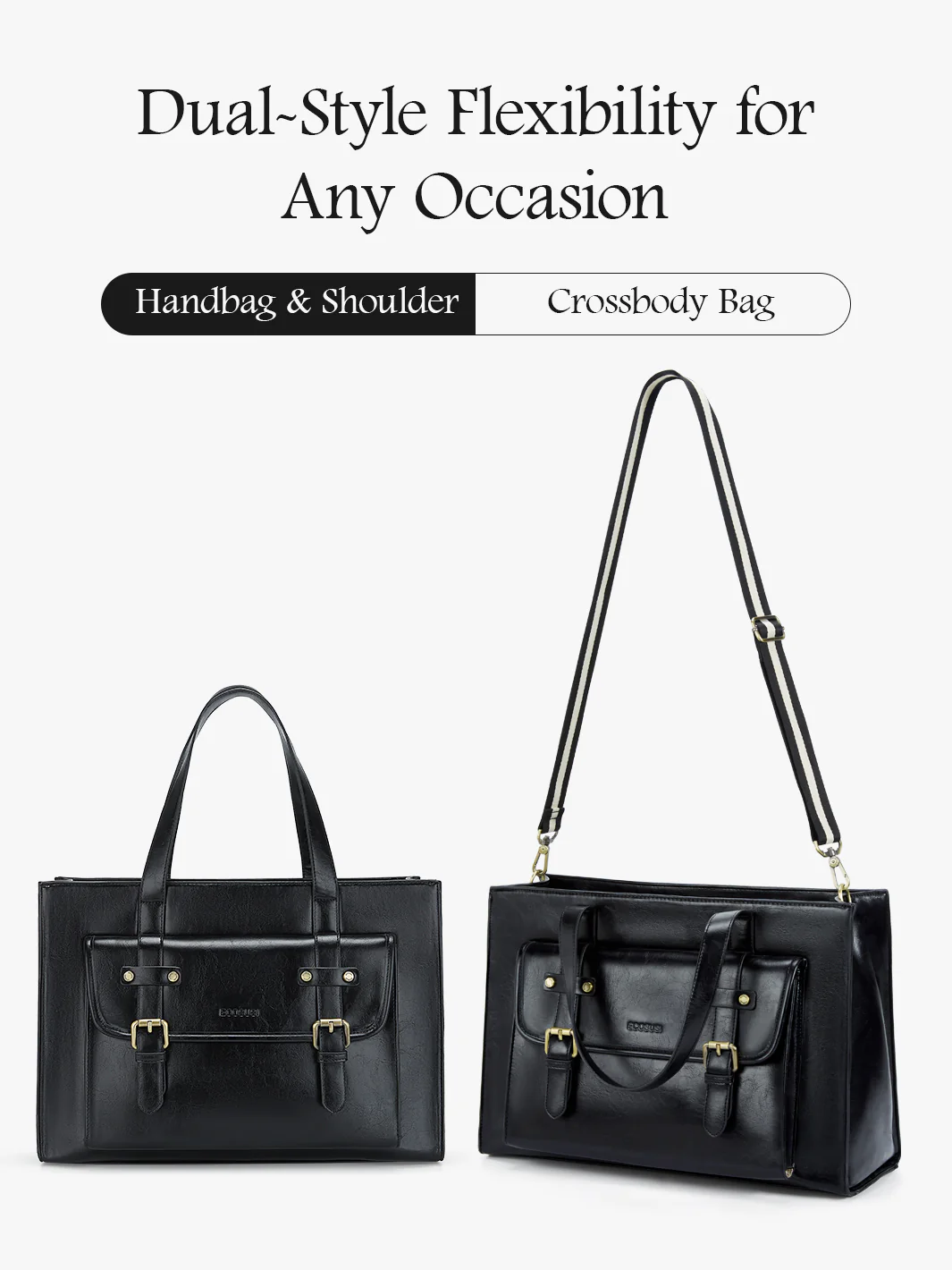 Olivia's Classic PU Leather Handbag for 13-15.6 Inch Laptop Tote - Image 4