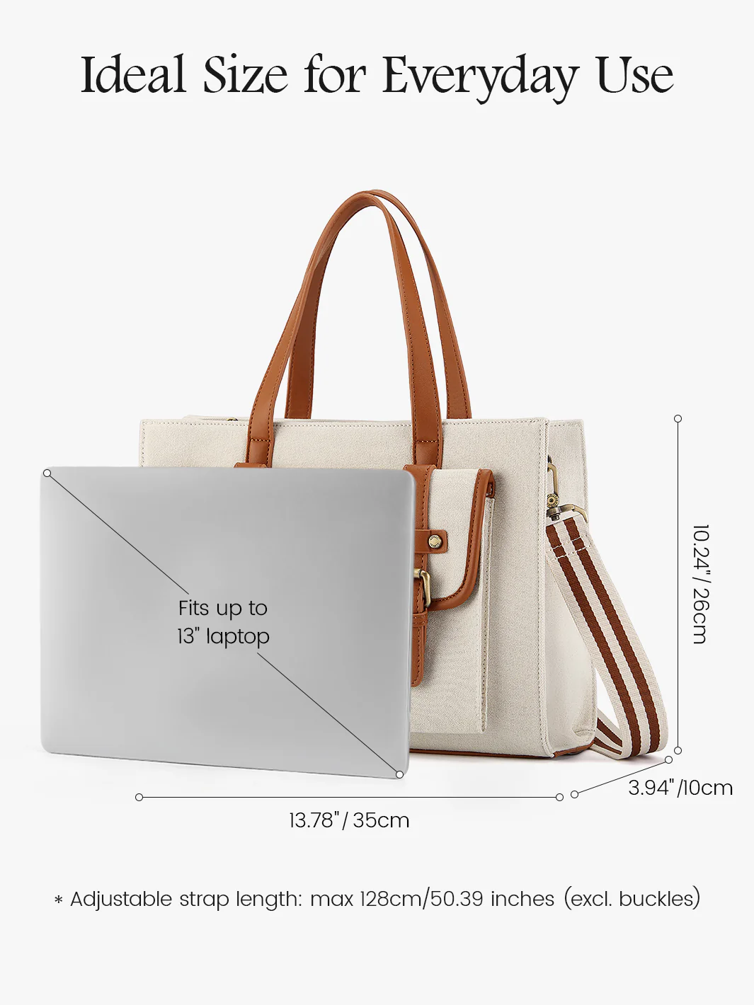 Olivia's Classic PU Leather Handbag for 13-15.6 Inch Laptop Tote - Image 47