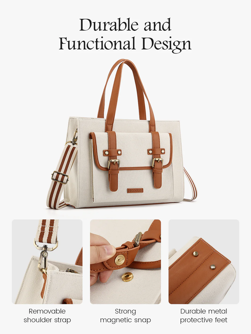 Olivia's Classic PU Leather Handbag for 13-15.6 Inch Laptop Tote - Image 50