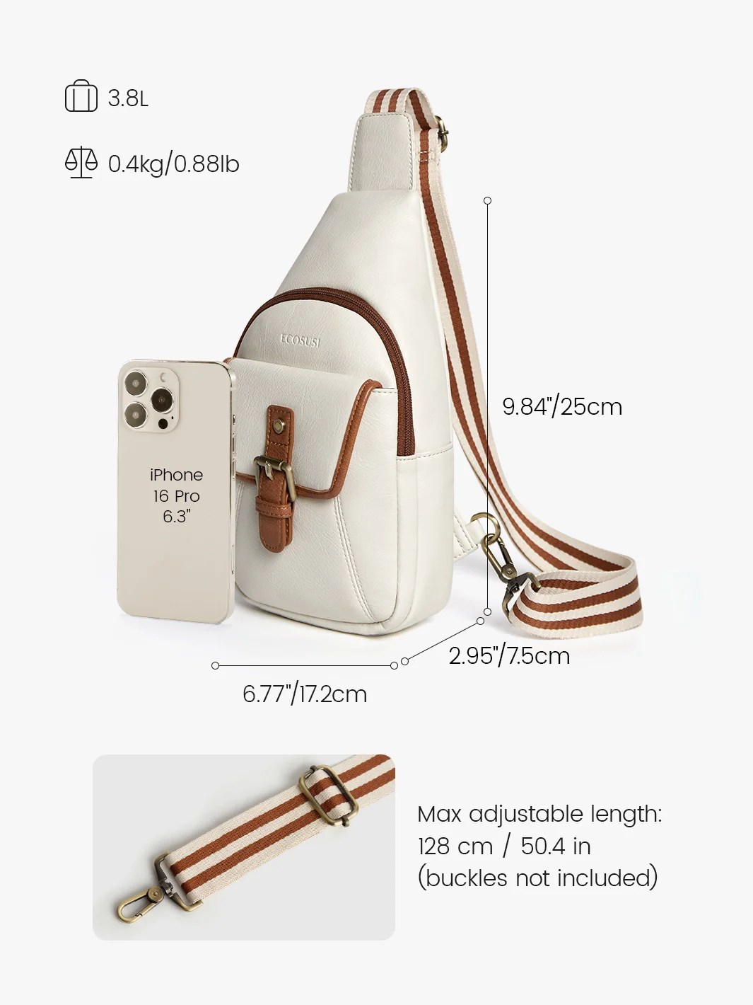 Vintage Leather Sling Bag with Guitar Strap - Image 3