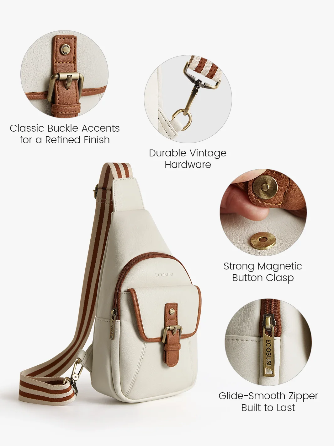 Vintage Leather Sling Bag with Guitar Strap - Image 5