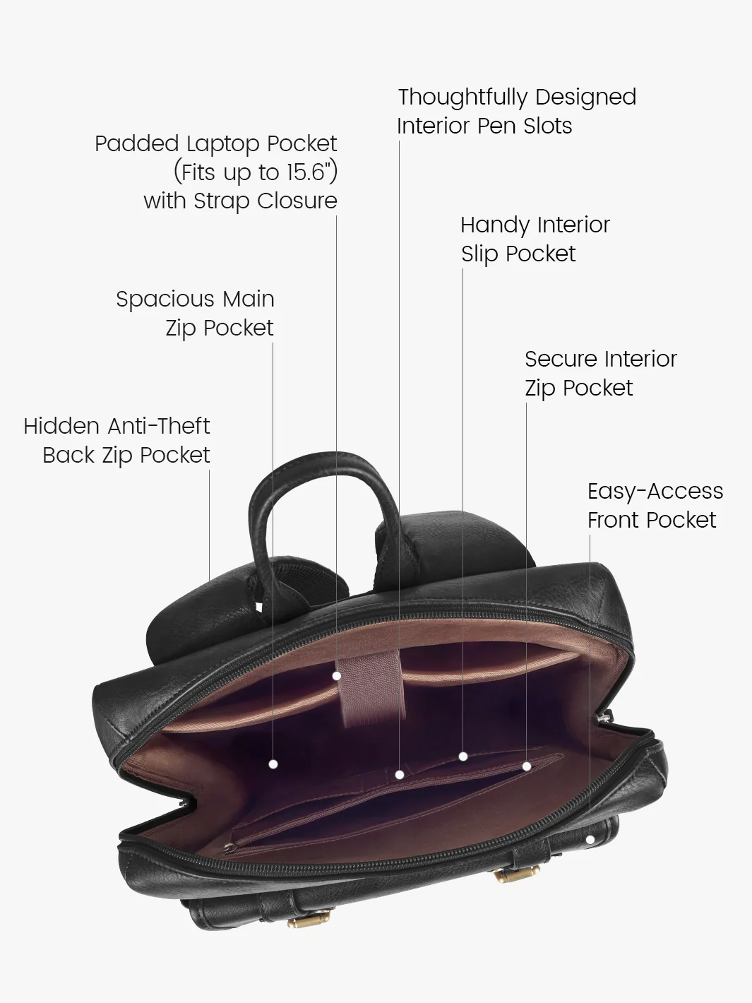 Scarlett Flip Zipper Vegan 15.6-Inch Backpack - Image 16