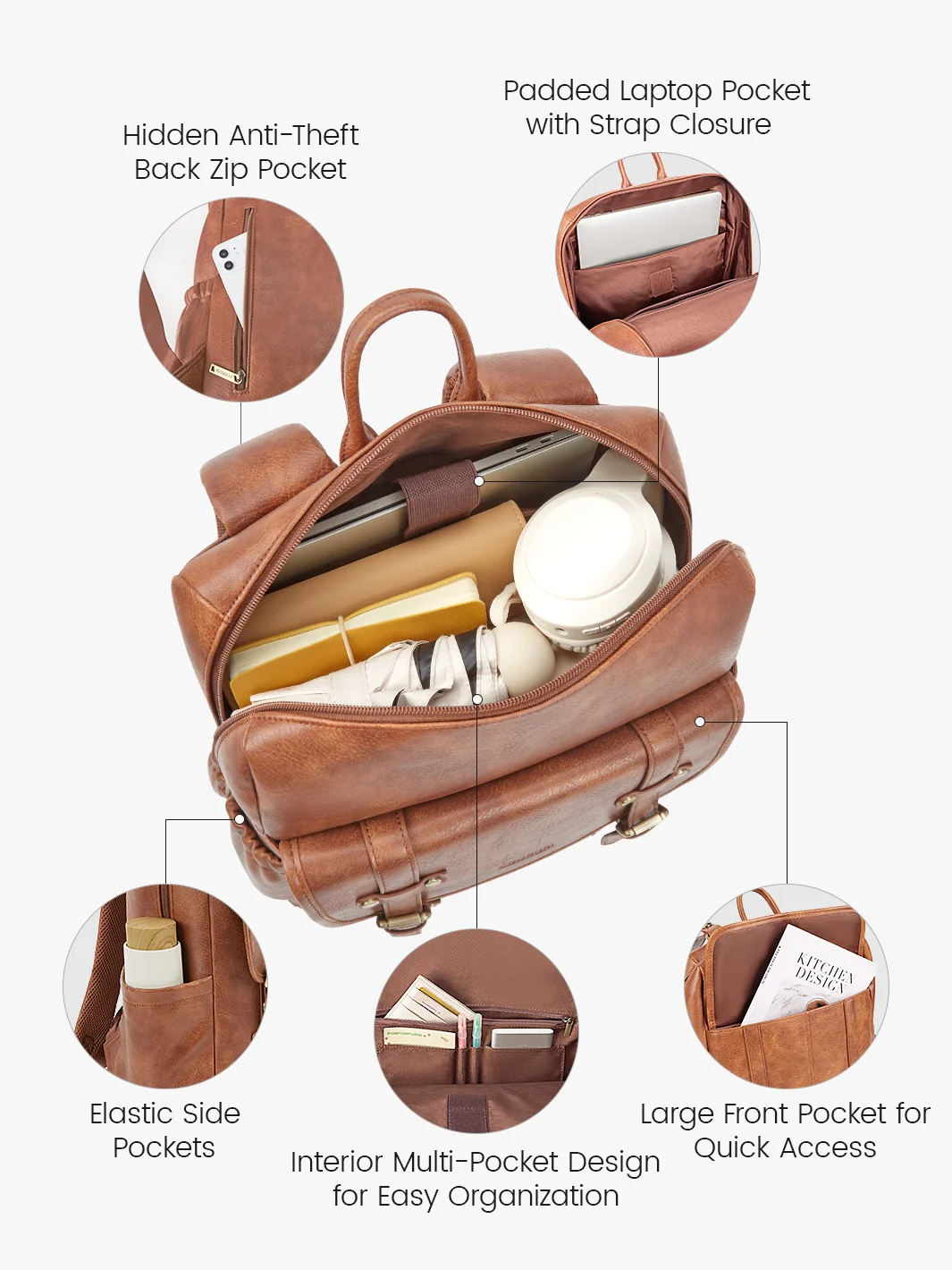 Scarlett Flip Zipper Vegan 15.6-Inch Backpack - Image 5