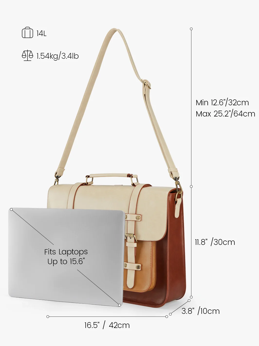 Sombre Vintage Briefcase - Image 3