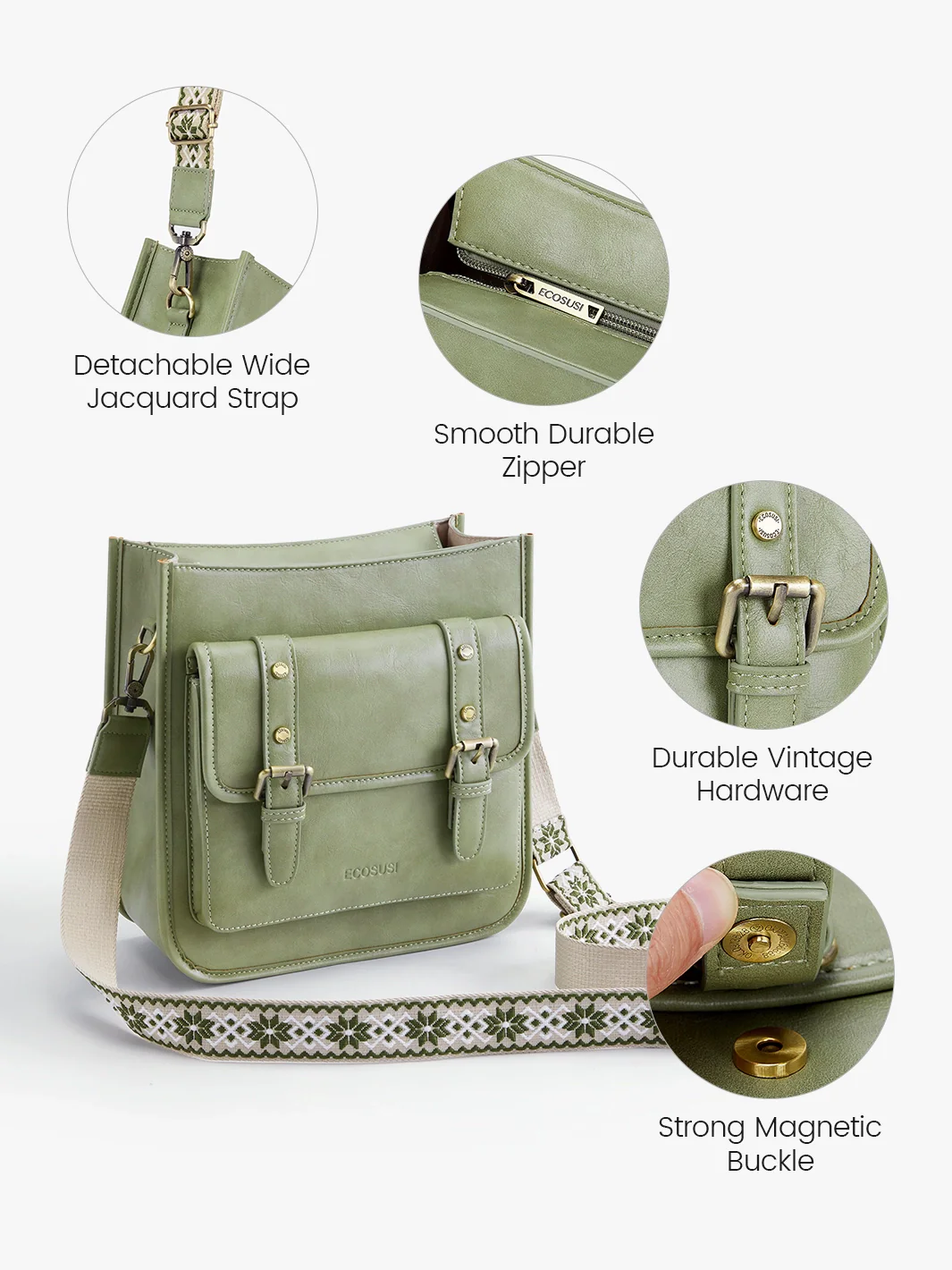 Sophie Vegan Leather Everyday Crossbody Bag - Image 6