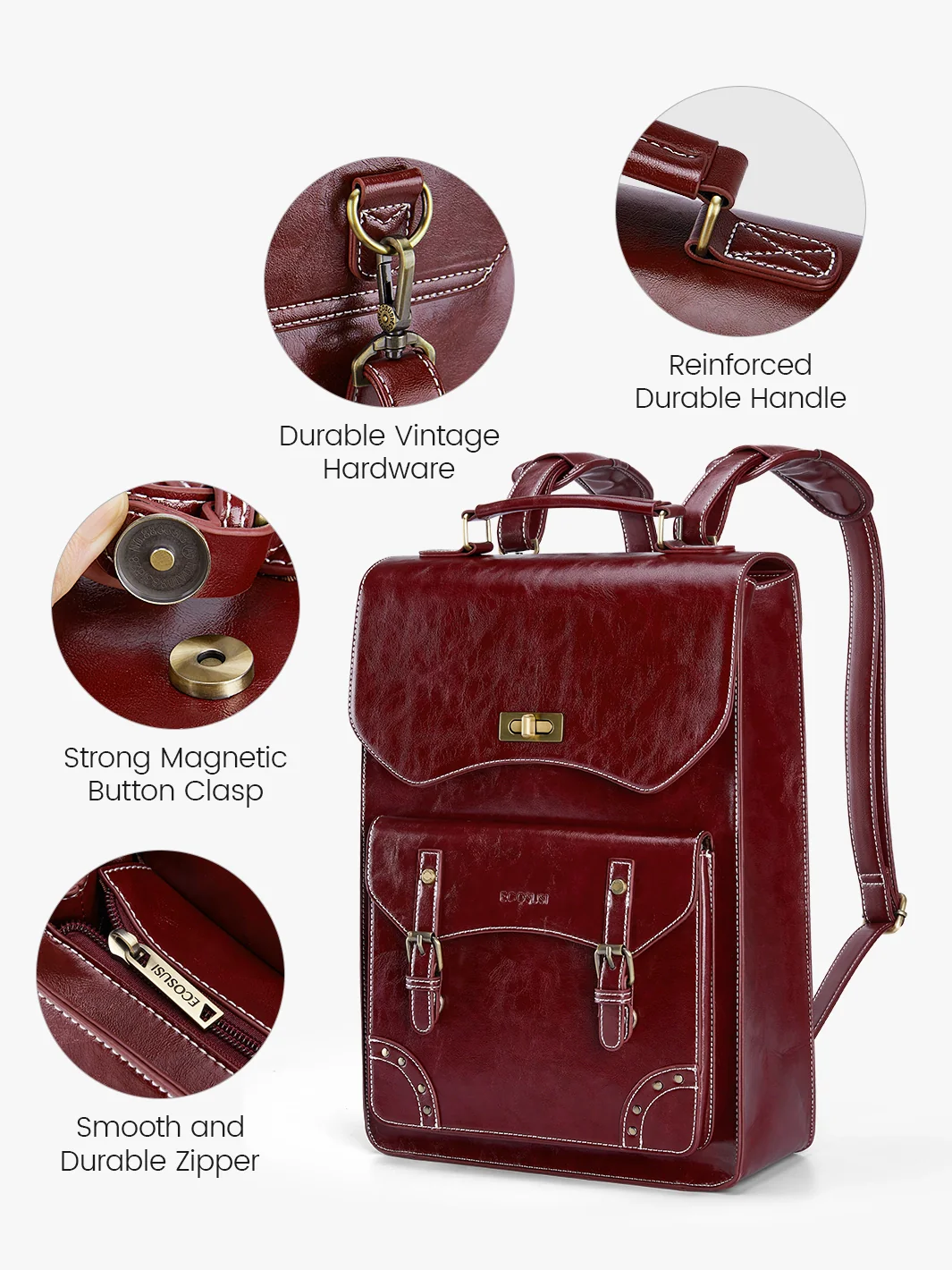 Wilder Vintage Leather 15.6-inch Laptop Backpack - Image 26