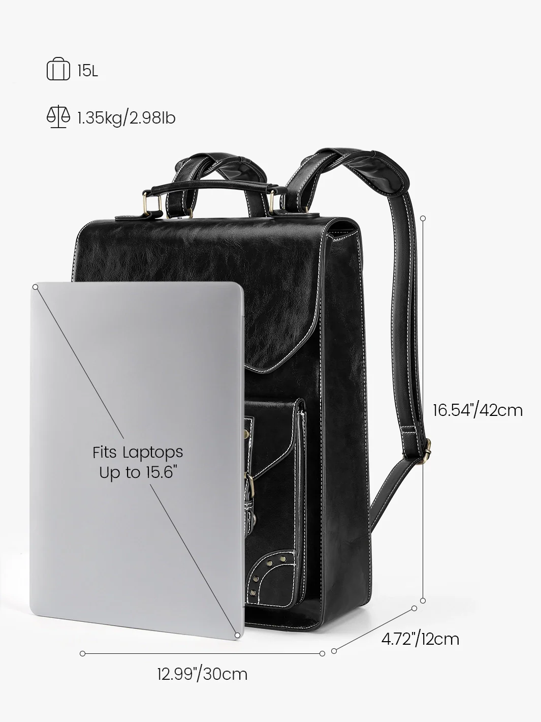Wilder Vintage Leather 15.6-inch Laptop Backpack - Image 3