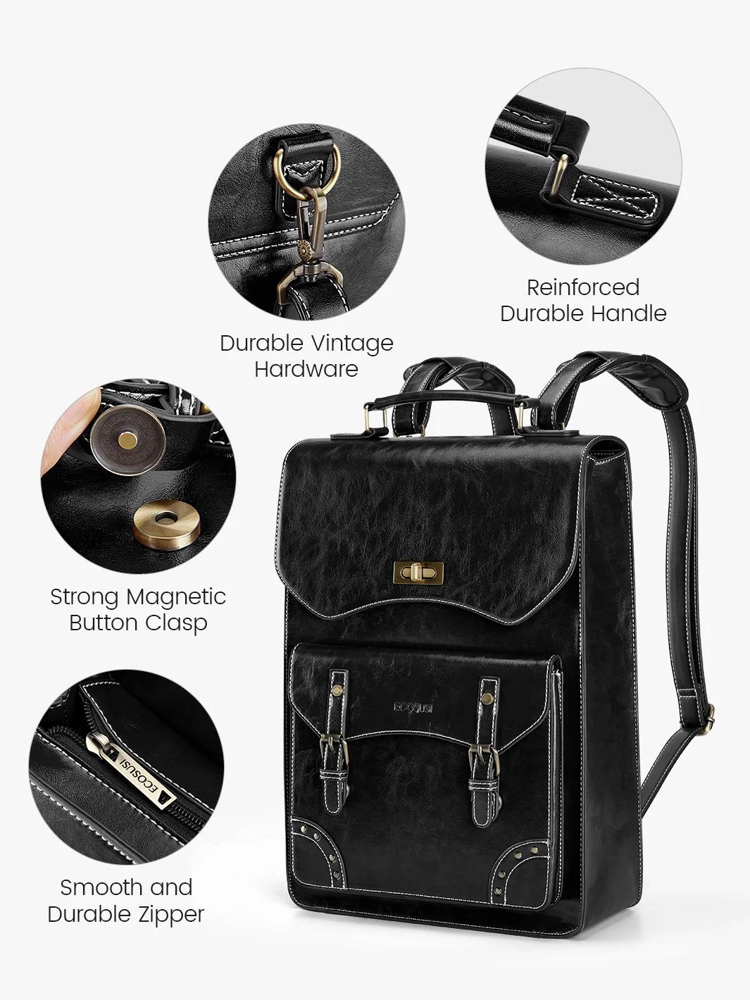 Wilder Vintage Leather 15.6-inch Laptop Backpack - Image 6