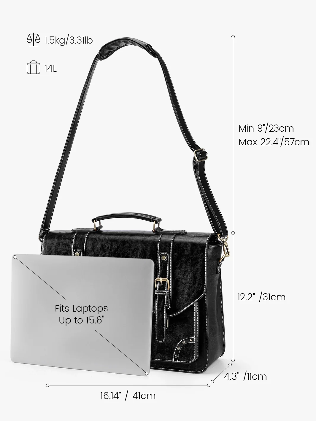 Wilder Vintage Rivet 15.6-Inch Briefcase - Image 16