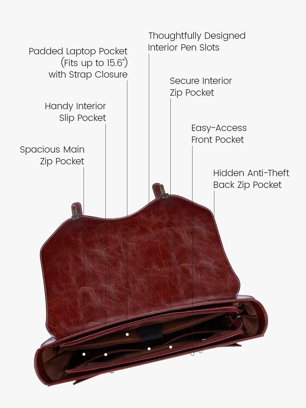 Wilder Vintage Rivet 15.6-Inch Briefcase - Image 5