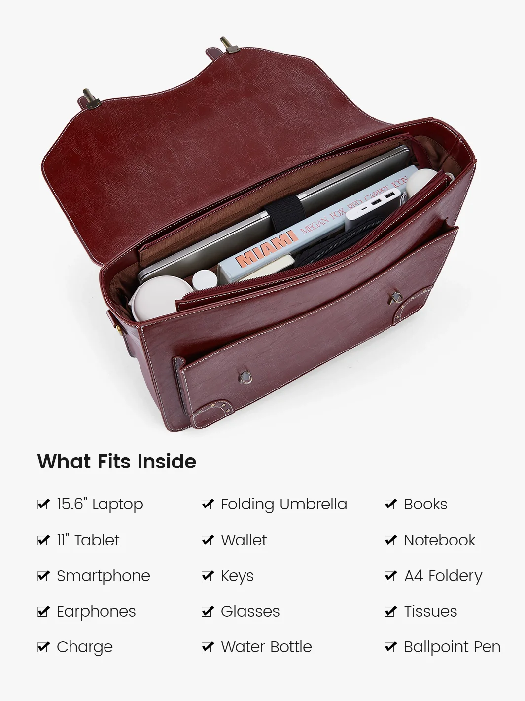 Wilder Vintage Rivet 15.6-Inch Briefcase - Image 6