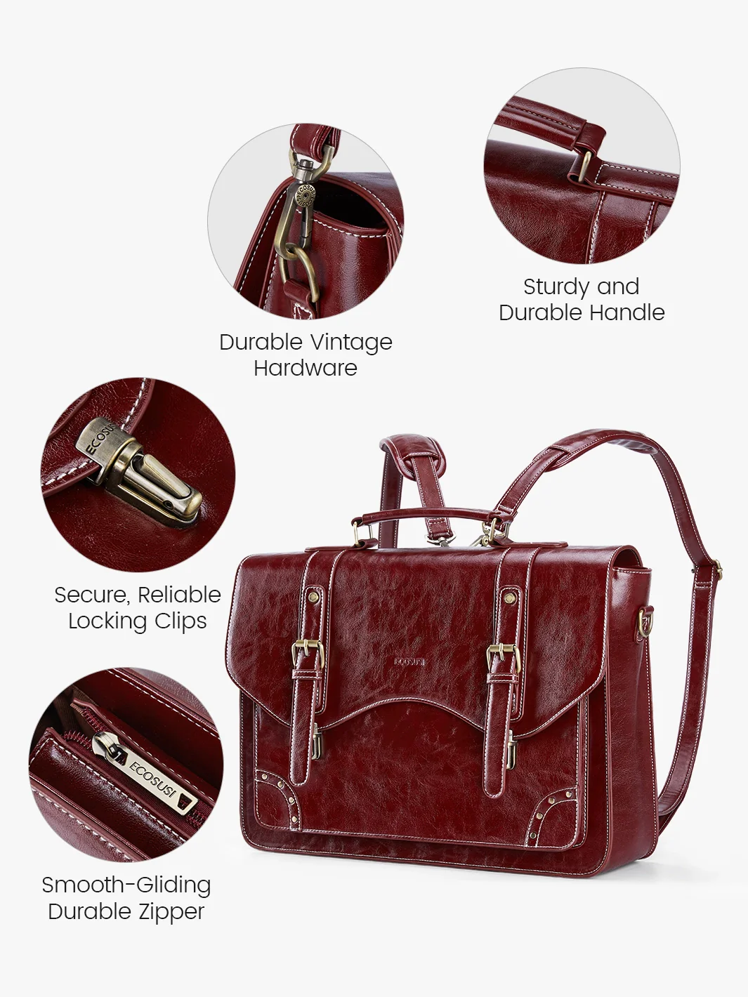Wilder Vintage Rivet 15.6-Inch Briefcase - Image 7